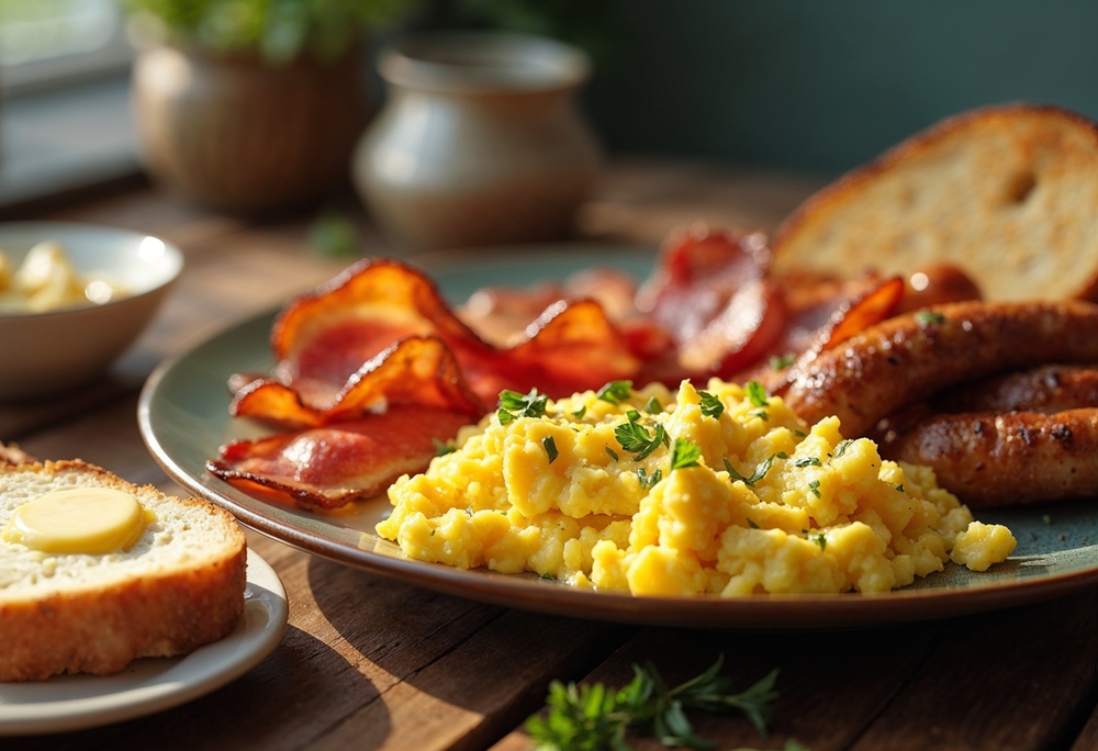 scrambled eggs on sourdough